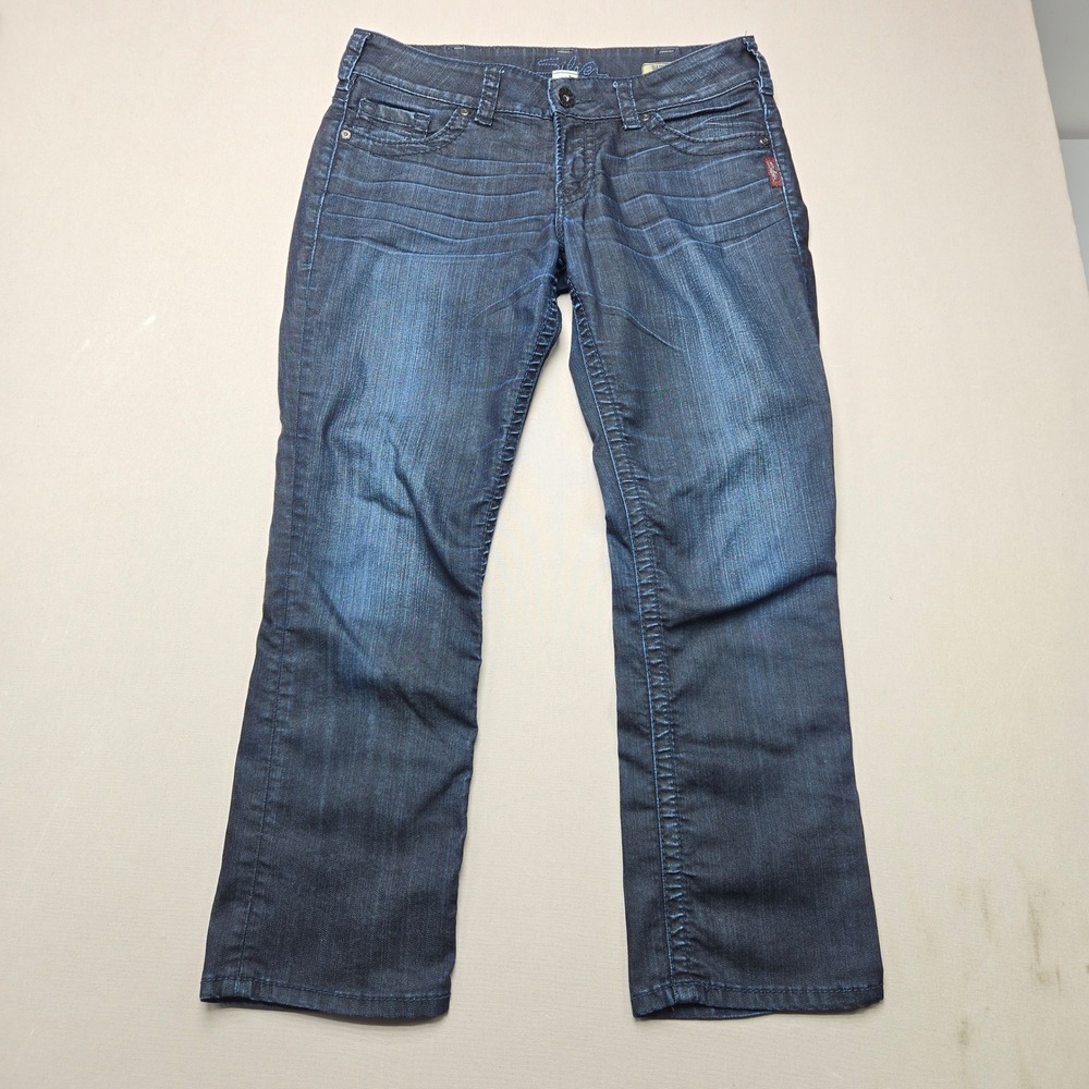 Silver Jeans Capri Suki Mid Rise Stretch Dark Wash Blue Denim Women Size 30